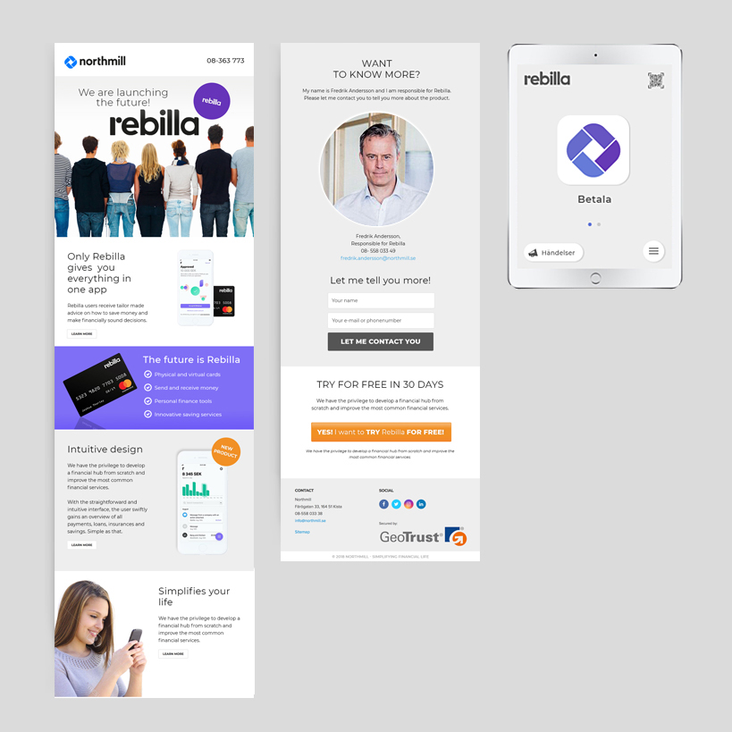 rebilla newsletter and app design